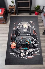 Resim Blank Şönil Oyuncu Odası Halısı Kaymaz Pamuk Tabanlı Yıkanabilir Antibakteriyel Gamer, Gaming Halısı 160x230 
