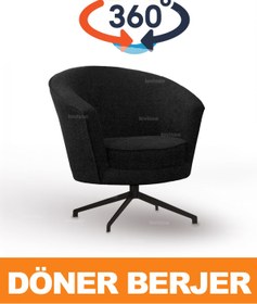 Resim LOVİSSE HOME Siyah 360 Döner Berjer - Modern Tekli Koltuk - Siyah - Ofis koltuğu 
