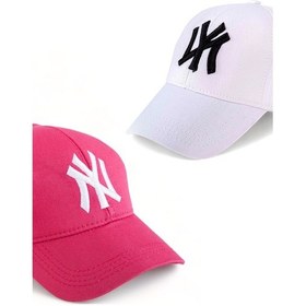 Resim Unisex 2'li Set Fuşya ve Beyaz Renk Ny New York Beyzbol Şapka - Unisex Fuşya - Beyaz 