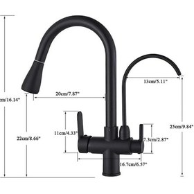 Resim Fleko Siyah Arıtmalı Spiralli 3 Yollu Mutfak Eviye Bataryası 