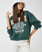 Resim Kolej Sweatshirt Baskılı Bisiklet Yaka İçi Polarlı 