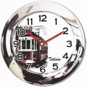 Resim Rezidans Metal Krom Taksim Salon Ofis Duvar Saati 