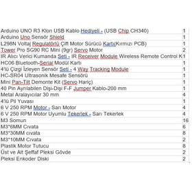Resim Emes Robotik 4wd Arduino Araba Kiti Pan Tiltli Bluetooth Robot Araç Seti (ÖRNEK KODLAR HEDİYE) 