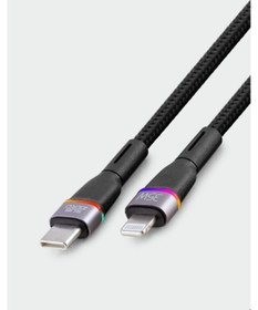 Resim Subzero Cl16 35w Pd Type-c Lightning Rgb Ledli Metal Hasır Şarj Kablosu Şarj Data Kablosu 