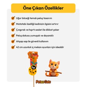 Resim PetzzCats LadyBird Matatabi ve Çıngırak Sesli Kedi Oltası Oyuncağı Mavi/Sarı 42 Cm 