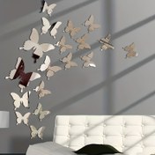 Resim 24 Parça 3D Ayna Duvar Dekoru, Kelebek Desenli Ayna Çıkartmaları, DIY Duvar Sanatı, Çıkarılabilir Modern Tasarım, Yatak Odası Aynalı Süslemeler, Sonbahar Temalı Oda Dekorasyonu 
