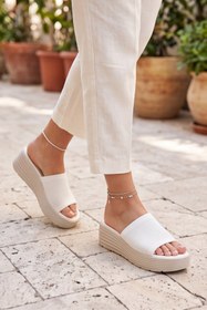 Resim Soft Knit - Triko Bantlı Hafif Dolgu Topuklu Günlük Anatomik Kadın Terliği 