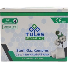 Resim Tules Steril Gaz Kompres 7.5 x 7.5 CM 
