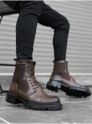 Resim Ba0183 İçi Dışı Hakiki Deri Kahverengi Erkek Postal Bot Çok Renkli 
