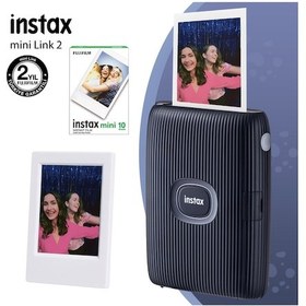 Resim Fujifilm Instax Mini Link 2 Akıllı Telefon Yazıcısı + 10'lu Mini Film + Çerçeve Mavi 