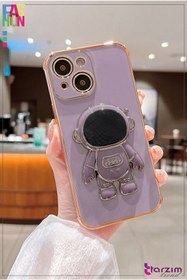 Resim tarzımmoda Iphone 13 Kılıf Kapak Sevimli Astronot Ayak Standlı Yumuşak Elektroliz Silikon Telefon Kılıfı 