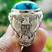 Resim Erkekler için Vintage Kartal Tasarımlı Yüzük ile Türkuaz Taş - Retro Arap Stili Alaşım Bant, Karmaşık Kazınmış Kartal ve Kalkan Motifi, Hediyeler, Partiler ve Kutlamalar İçin Mükemmel, Hediye Yüzüğü | Retro Tasarım | Kazınmış Takılar, Noel İçin En İyisi 