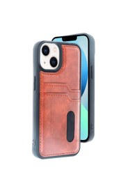 Resim artlab Art İphone 14 Kılıf Sara Kartvizitli Deri Kılıf - Taba Lab 