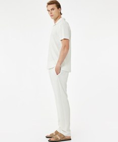 Resim Koton Waffle Dokulu Cep Detaylı Kancalı Slim Fit Pantolon Beyaz 5sam40027hk Beyaz 