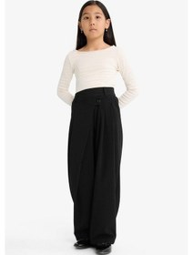 Resim Defacto Kız Çocuk Baggy Fit Geniş Bol Paça Gabardin Pantolon G1622a825aubk59 Siyah 