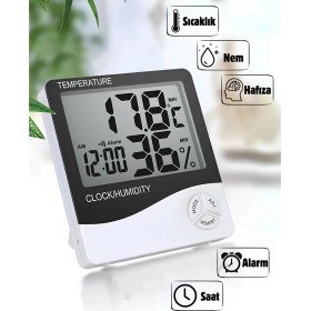 Resim Morport Bebek Oda Termometresi I Dijital Oda Termometresi I Derece Termometre Isı Nem Saat Alarm Mini 