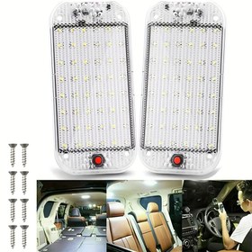 Resim 2 adet LED Araba Tavan Lambası - Parlak 800-1000 Lümen, Geniş Açılı Aydınlatma Kamyon, Van, RV, Tekne ve Kamp Arabası için - 12-24V, Pil Gerektirmez, Ön Delinmiş Delikler ile Kolay Kurulum, Araç Güvenlik Aydınlatması, Şık Aydınlatma Tasarımı, Dayanıklı LED Lambalar 