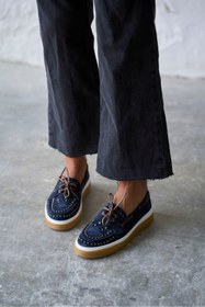 Resim PELİN'İN AYAKKABILARI BARELLA LACİVERT SÜET MAKOSEN 