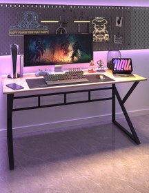 Resim TEKATEL Oyuncu Masası Ofis masası Bilgisayar Masası Metal ayaklı Çalışma Masası Çam - Siyah 140X60 