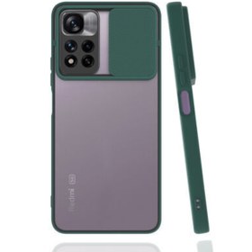 Resim LoopCase Xiaomi Redmi Note 11 Pro Plus Kılıf Kamera Lens Sürgülü Korumalı, Kenar Renkli, Arkası Buzlu Şeffaf 