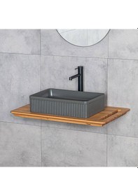 Resim Lena - Tezgah Üstü Lavabo Mat Füme - E-w1004mf- Füme 