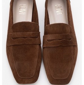 Resim Luvi Shoes Morne Kahverengi Süet Hakiki Deri Kadın Loafer Ayakkabı Kahve Süet 