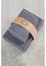 Resim Maisonart Royal 50x90 70x140 Cm 4'lü Banyo Havlu Seti, %100 Pamuklu Havlu Takımı Antrasit 