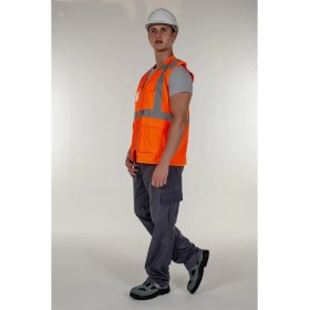 Resim Mert Giyim Turuncu Fosforlu Mühendis İkaz Yelek Reflektörlü 