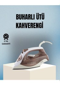 Resim Diğer 2200 Watt Buharlı Ütü Kahverengi Seramik Taban Şok Buharlı 