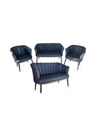 Resim Garden House Papatya Siyah Deri Ahşap Ayaklı Ofis Koltuğu Bekleme Koltuğu Misafir Koltuğu Berjer 2+2+1+1 Diğer 