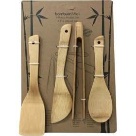 Resim Boho Bazzar Bambu Mıolı 4 Parça Mutfak Seti 