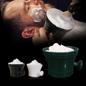 Resim Tıraş Sabunu Kasesi Tutma Sapıyla - Geniş Kapasiteli, Dayanıklı Plastik Köpürtme Kupası Sakal Köpüğü İçin, Berber Dükkanı Kalitesinde Tıraş Kremi Kabı, Normal Saç Tipi İçin Araç ve Aksesuar 