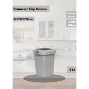 Resim Çöp Kovası Aç-Kapa Banyo Çöp Kutusu Küçük Mutfak Çöp Kovası Gri 8 Litre 