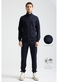 Resim Shooter Sportswear Shooter Erkek Luxe Eşofman Takımı Rahat Kalıp Manşetli Minimal Logo Lacivert 