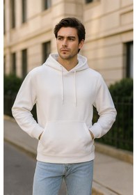 Resim Erkek Kapüşonlu Cepli İçi Polarlı Sweatshirt Çok Renkli 