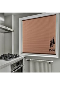 Resim Plise Dekor Kahve Plise Perde - Cam Balkon Perdesi Yapıştırma Profilli 