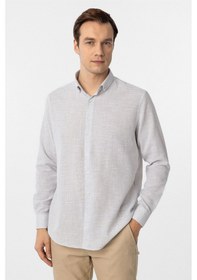 Resim Süvari Taş Regular Fit Desenli Düğmeli Yaka Gömlek 