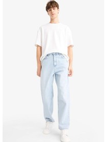 Resim Defacto Baggy Fit Geniş Kalıp Geniş Paça Jean Yıkamalı Pantolon F9821ax25smnm39 Mavi 