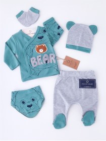 Resim Poldy Baby Kabartma Bear Desen 5'li Zıbın Set Yeşil 