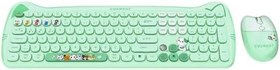 Resim Everest KM-6283 CATTY Renkli Tuşlu Yeşil 2.4 ghz + BT Kablosuz Q Multimedia Klavye + Mouse + Pad Set 