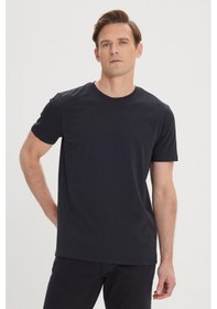 Resim AC&Co / Altınyıldız Classics Erkek Sıyah Slim Fit Dar Kesim Pamuklu Bisiklet Yaka Tişört Siyah 