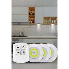 Resim Yapışkanlı 3'lü Spot LED Işık Lamba Montajsız Pilli Uzaktan Kumandalı Tdms-07 