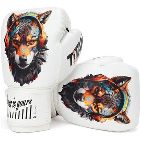 Resim Titan Sport Beyaz Kurt Desenli Boks Eldiveni Çok Renkli 