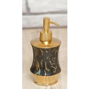Resim Arow Flora Mermer Görünümlü Porselen Sıvı Sabunluk Siyah - Gold 