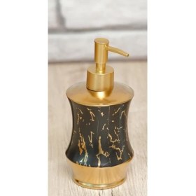 Resim Arow Flora Mermer Görünümlü Porselen Sıvı Sabunluk Siyah - Gold 