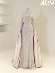 Resim Couture Ladin Tesettür Abiye - Bej / 50 