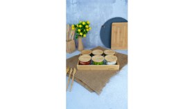 Resim Mediterian 13 Parça Mermer Desenli Cam Kahvaltılık Takımı, Çok Renkli, Şık ve Dayanıklı Set 