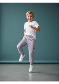 Resim Zekids Erkek Çocuk Kargo Cepli Şardonlu Eşofman Alt-16659 Gri 