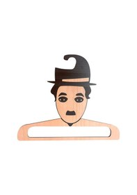 Resim C Chaplın Dijital Baskılı Butik Ahşap Elbise Askısı Krem 