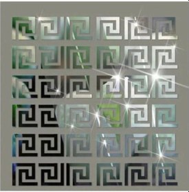 Resim Labirent Bordür 60 Adet 7x7 Plexi Dekoratif Ayna Gümüş Antre Bord Gümüş 